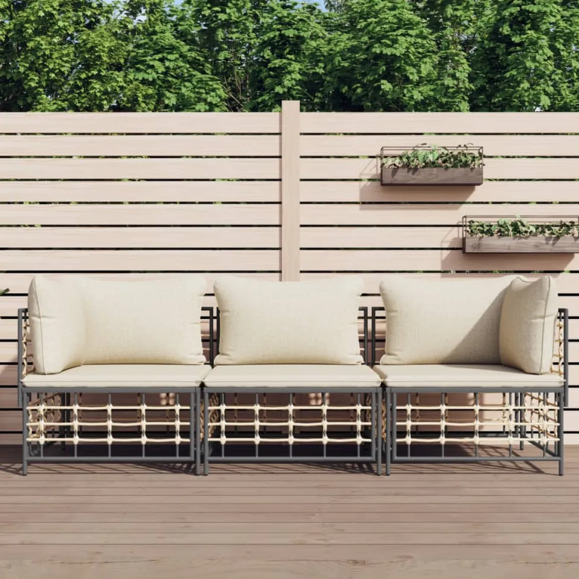 Conjunto de jardín Cabaiguán 3 plazas con cojines ratán PE beige
