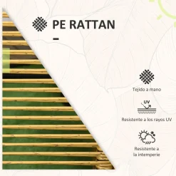 Conjunto de jardín Caty Outsunny 2 sillas + mesa natural/negro