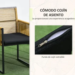 Conjunto de jardín Caty Outsunny 2 sillas + mesa natural/negro