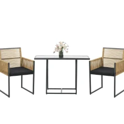 Conjunto de jardín Caty Outsunny 2 sillas + mesa natural/negro