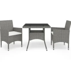 Conjunto de jardín con mesa y 2 sillones con cojines