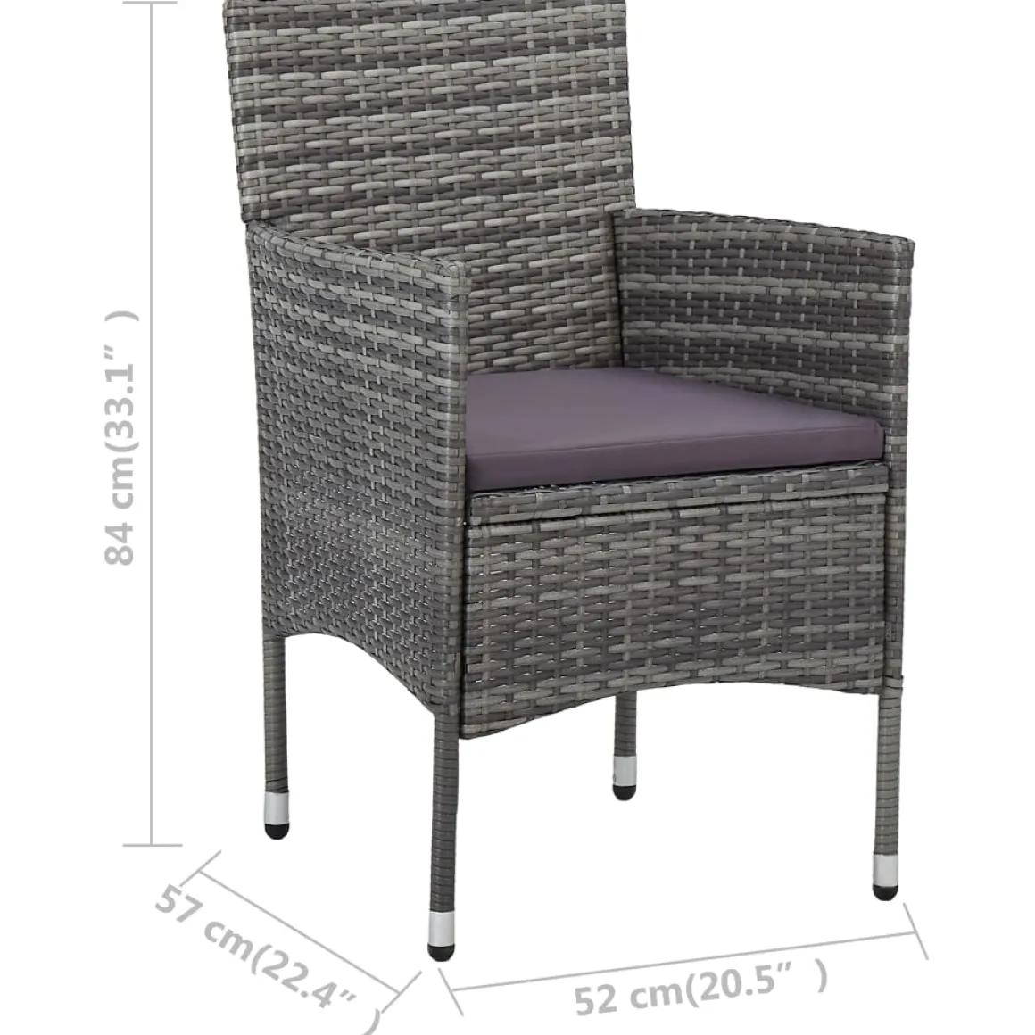 Conjunto de jardín con mesa y 2 sillones con cojines