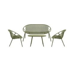 Conjunto de jardín Cosmopolitan sofá + 2 sillones + mesa verde