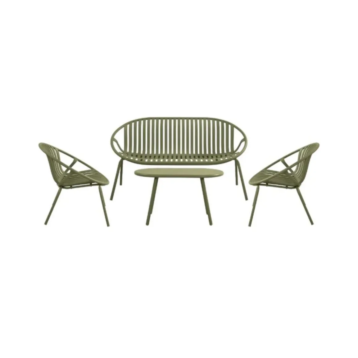 Conjunto de jardín Cosmopolitan sofá + 2 sillones + mesa verde