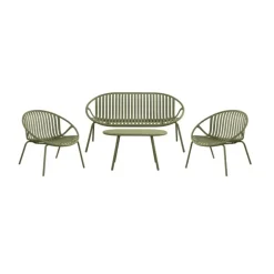 Conjunto de jardín Cosmopolitan sofá + 2 sillones + mesa verde