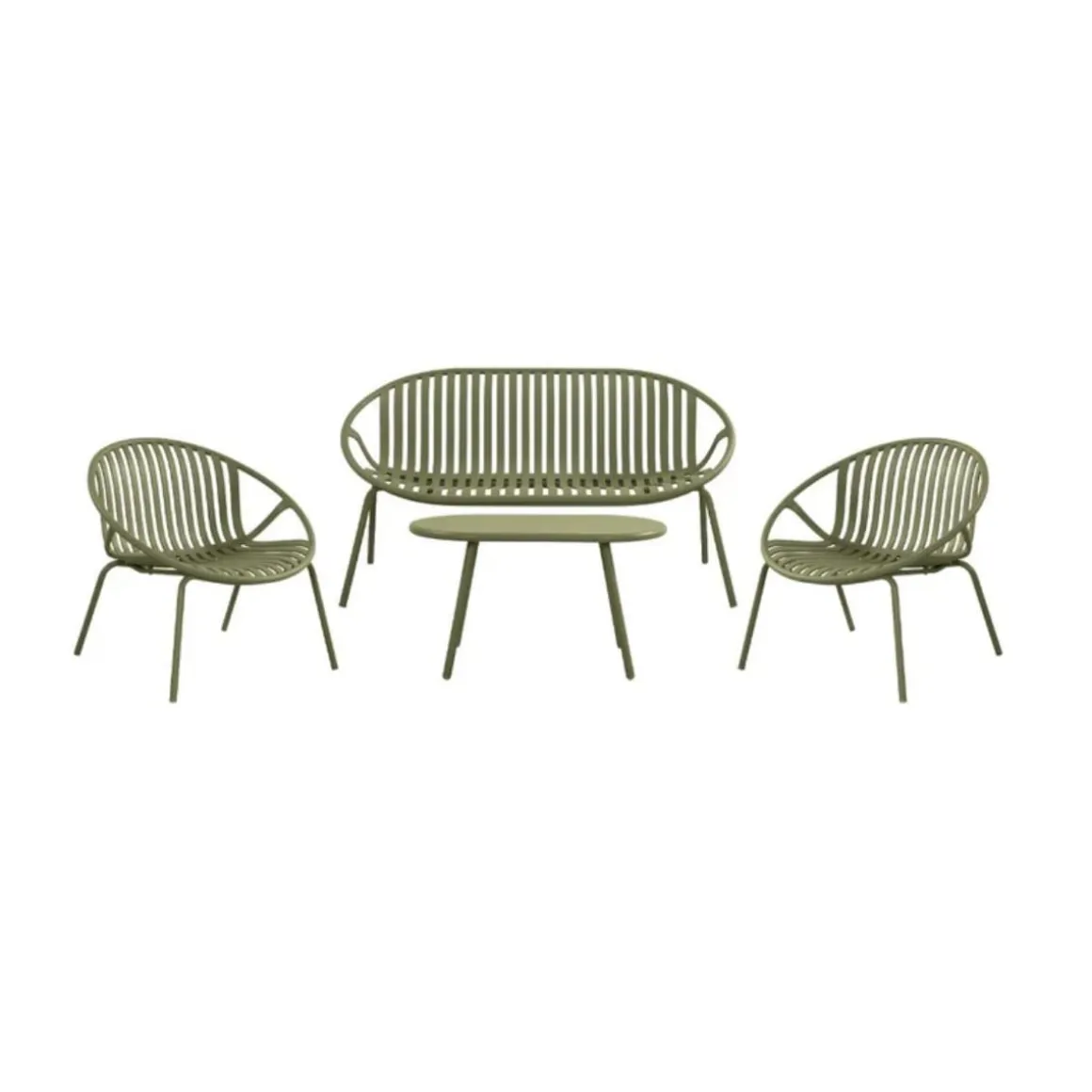 Conjunto de jardín Cosmopolitan sofá + 2 sillones + mesa verde