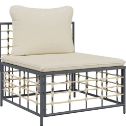 Conjunto de jardín Creta 3 piezas con cojines 80x212x72 cm