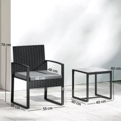 Conjunto de jardín DuoRelax Outsunny 2 sillas y mesa auxiliar