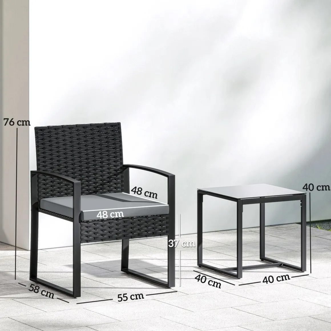 Conjunto de jardín DuoRelax Outsunny 2 sillas y mesa auxiliar