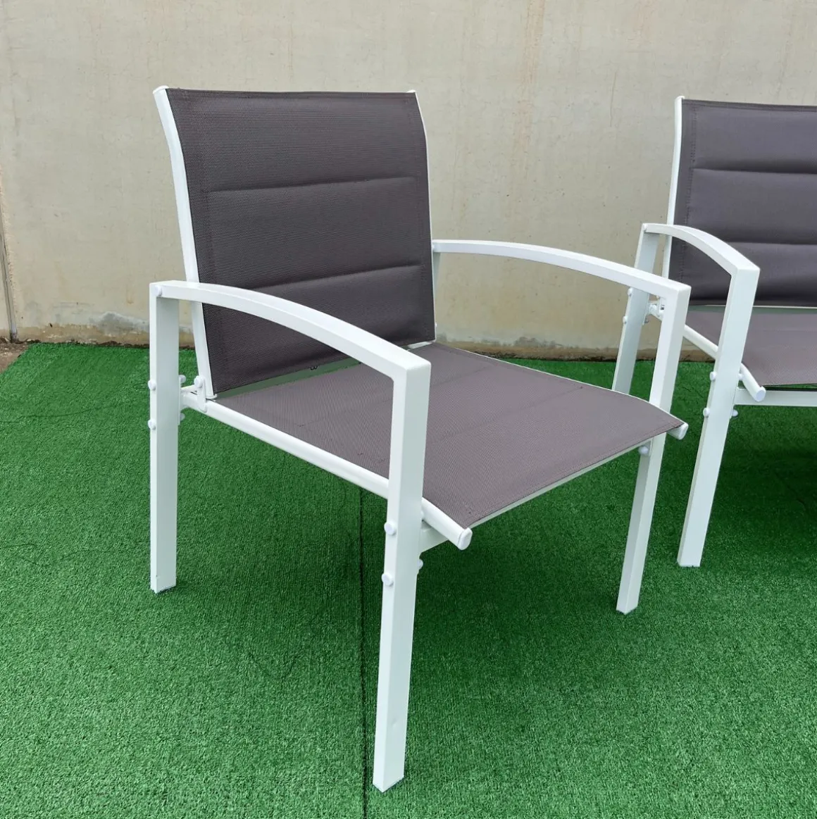 Conjunto de jardín Elba sofá doble + 2 sillas + mesa blanco/marrón