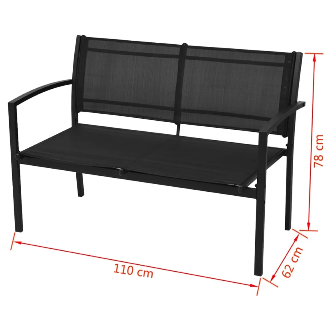 Conjunto de jardín Gabriela sofá con 2 sillas y mesa negro