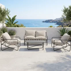 Conjunto de jardín Gaia sofá + 2 sillones + mesa gris