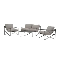Conjunto de jardín Gaia sofá + 2 sillones + mesa gris