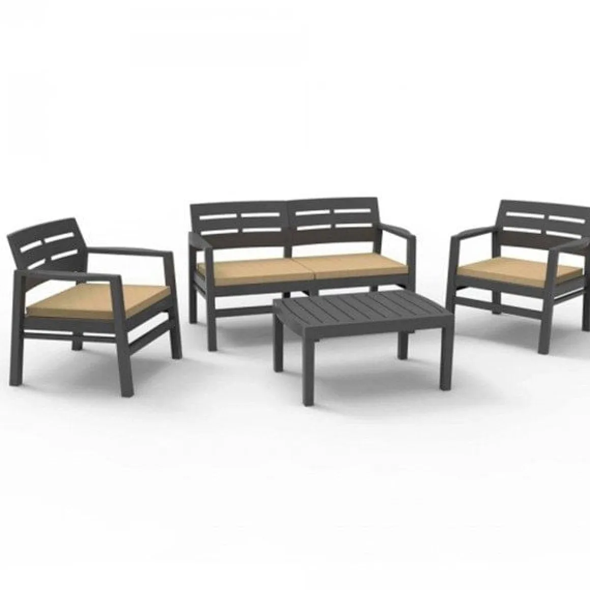 Conjunto de jardín Java resina con cojines