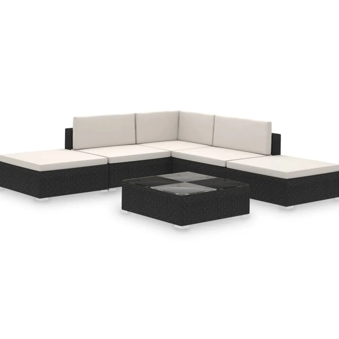 Conjunto de jardín Kiara sofá modular + mesa negro/blanco