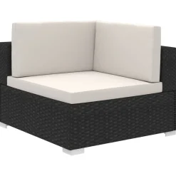 Conjunto de jardín Kiara sofá modular + mesa negro/blanco