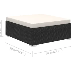 Conjunto de jardín Kiara sofá modular + mesa negro/blanco