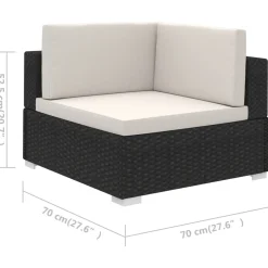 Conjunto de jardín Kiara sofá modular + mesa negro/blanco