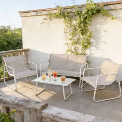 Conjunto de jardín Lazio 4 piezas - sofá doble + 2 sillas + mesa