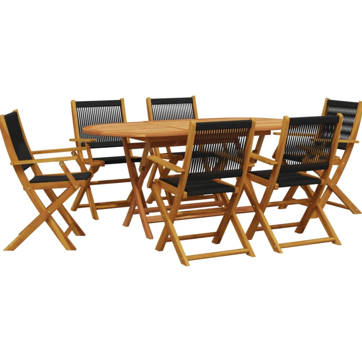 Conjunto de jardín Maddy 6 sillas + mesa natural/negro