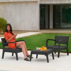 Conjunto de jardín Miami Tête à Tête Shaf 2 sillones+mesita antracita