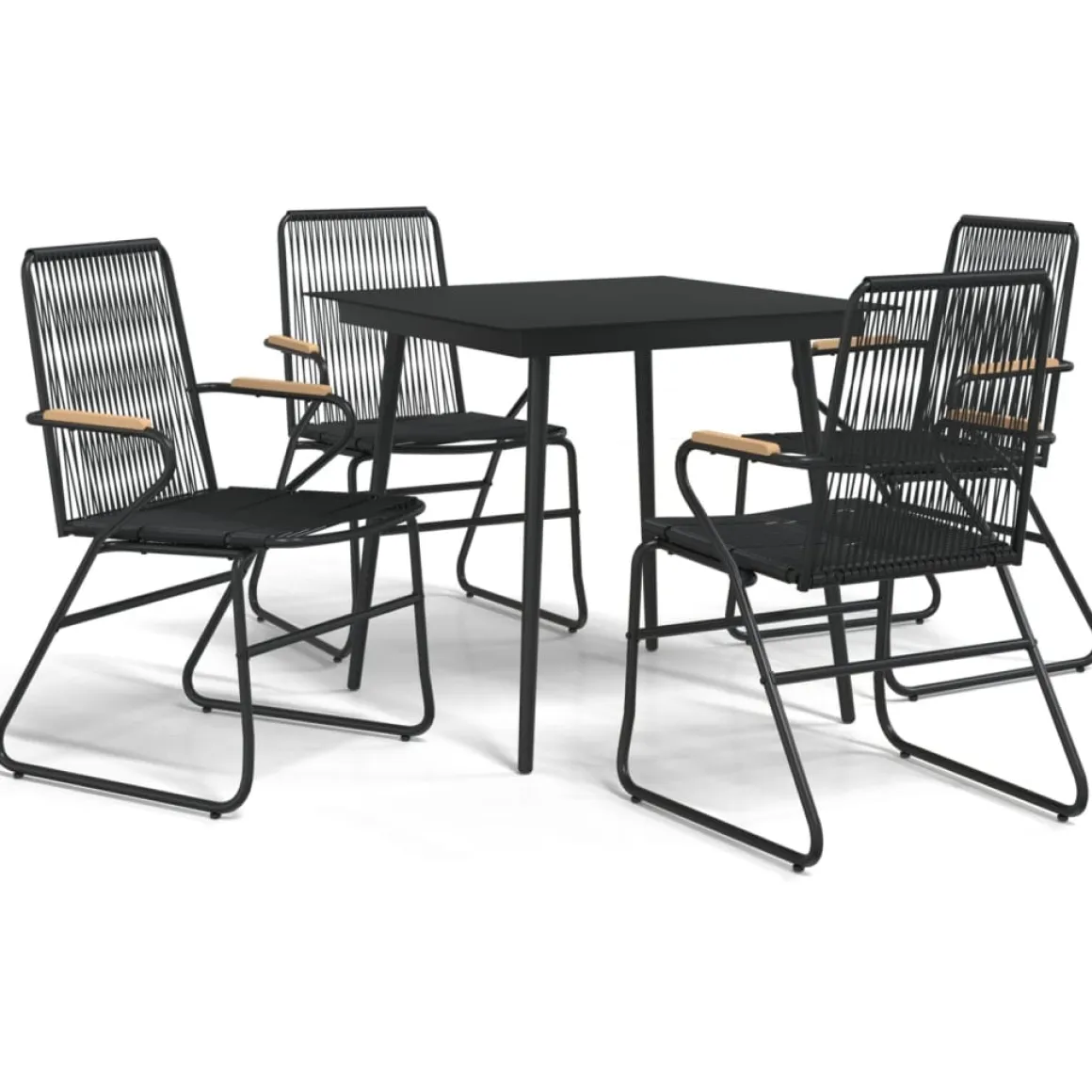 Conjunto de jardín Milán 4 sillas + mesa negro
