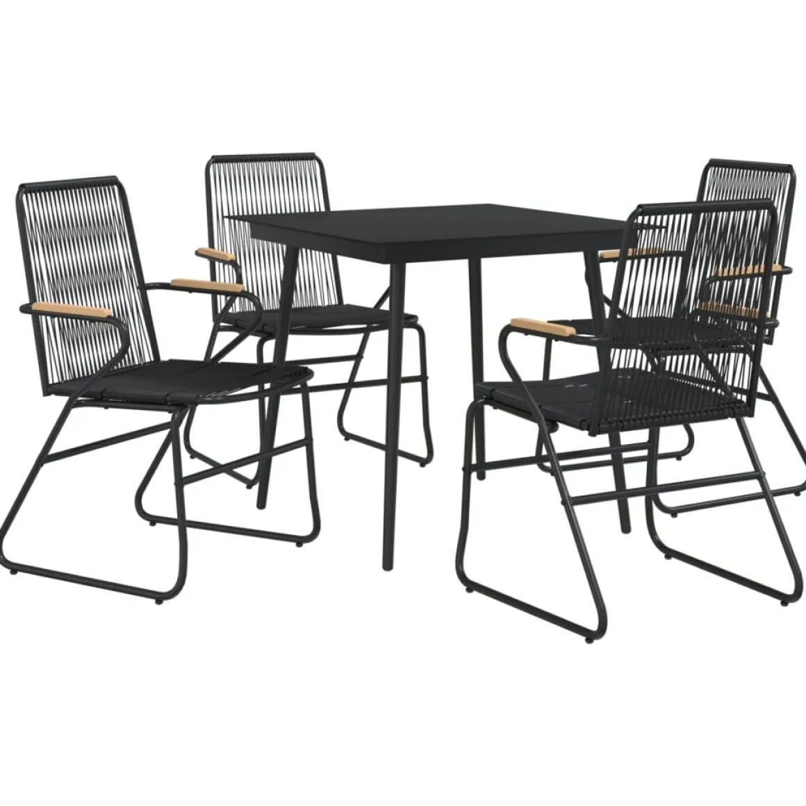 Conjunto de jardín Milán 4 sillas + mesa negro