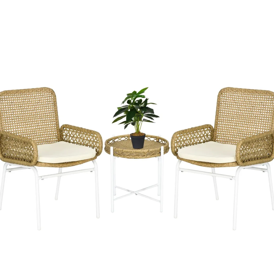 Conjunto de jardín Milán Outsunny 2 sillas + mesa natural