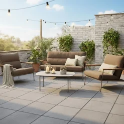 Conjunto de jardín Navona 4 piezas con cojines natural