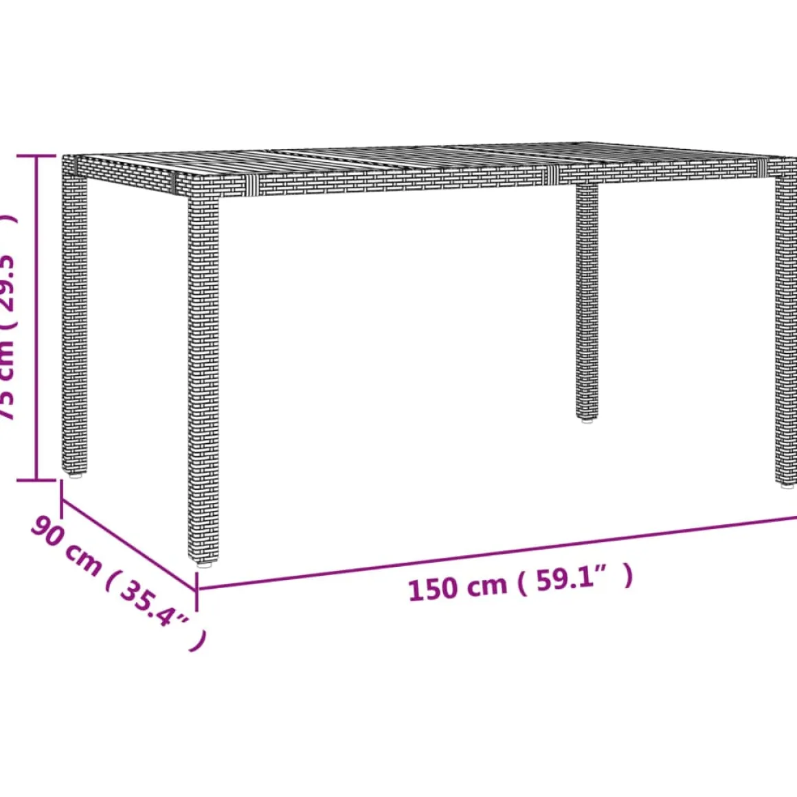 Conjunto de jardín Oporto 4 sillas + mesa con cojines gris