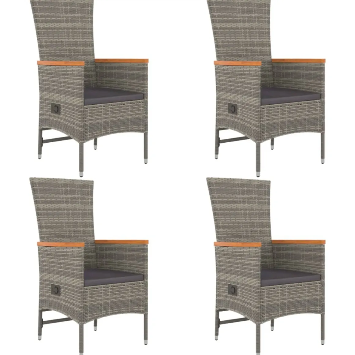 Conjunto de jardín Oporto 4 sillas + mesa con cojines gris
