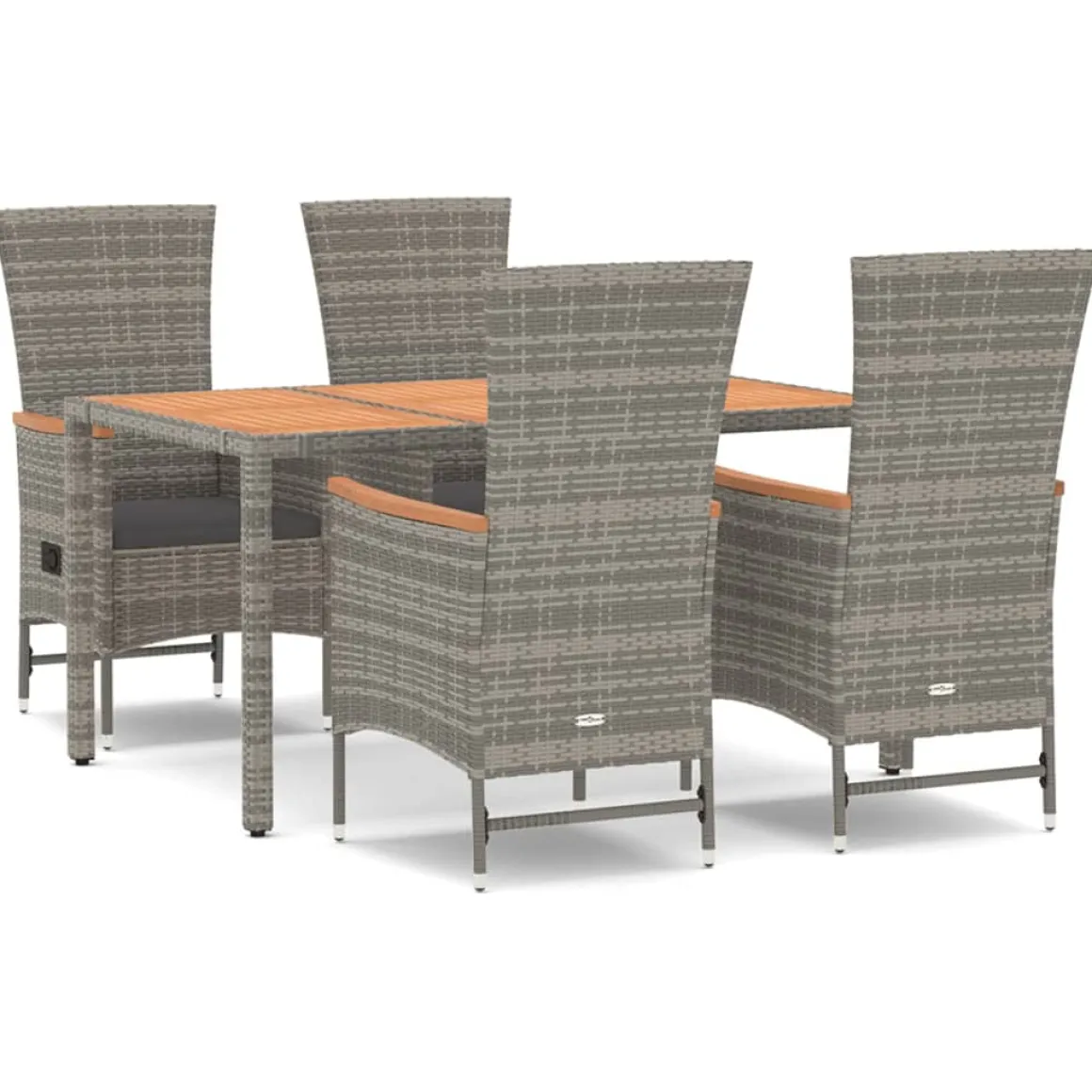 Conjunto de jardín Oporto 4 sillas + mesa con cojines gris