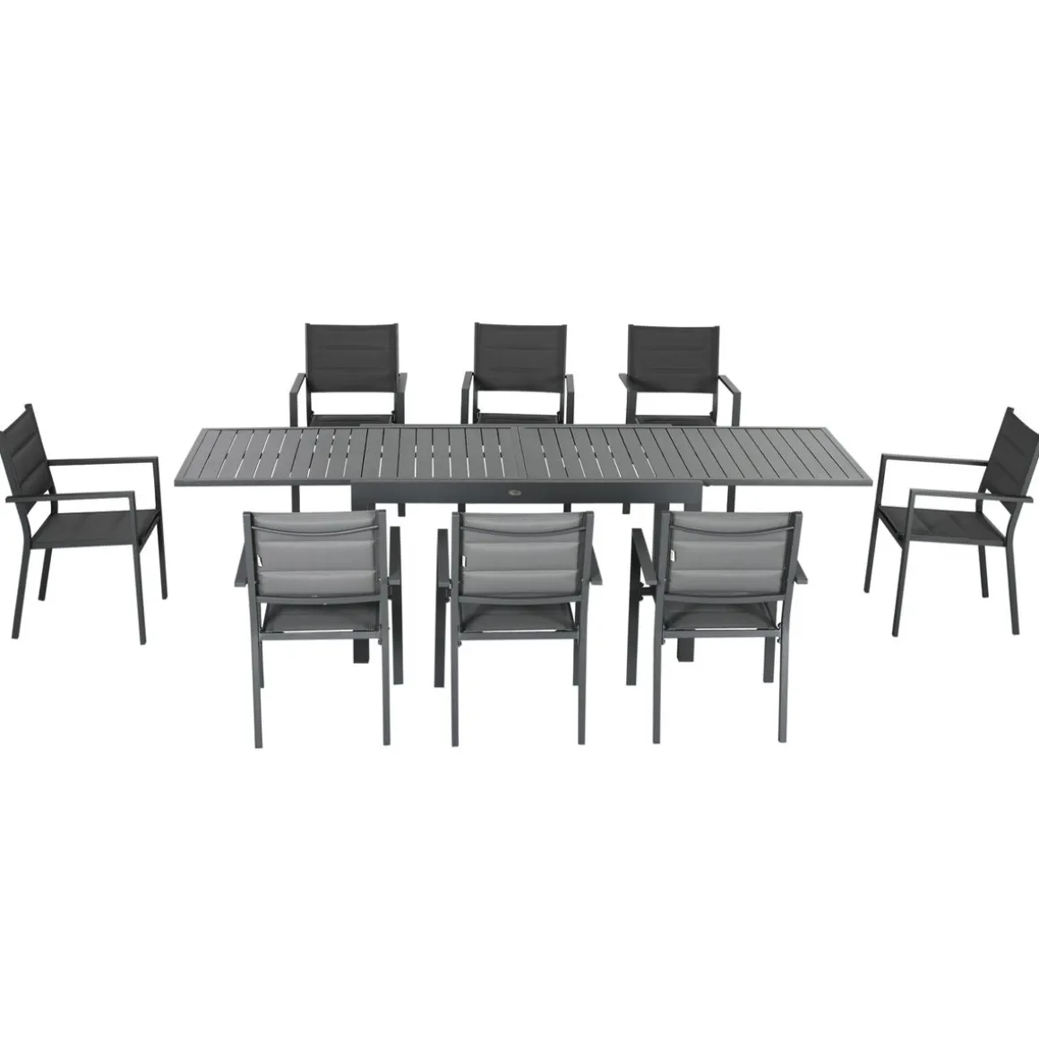 Conjunto de jardín Outsunny 1 mesa extensible + 8 sillas apilables gris