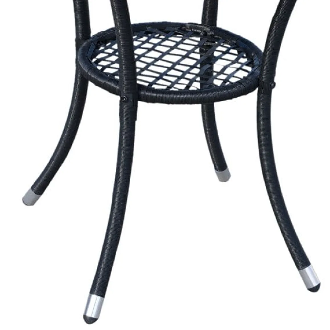 Conjunto de jardín Outsunny 1 mesa+2 sillones con cojín ratán negro