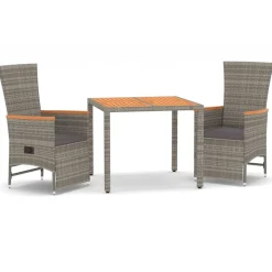 Conjunto de jardín Petunia 2 sillones reclinables + mesa gris