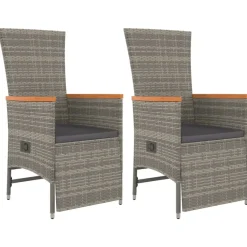 Conjunto de jardín Petunia 2 sillones reclinables + mesa gris