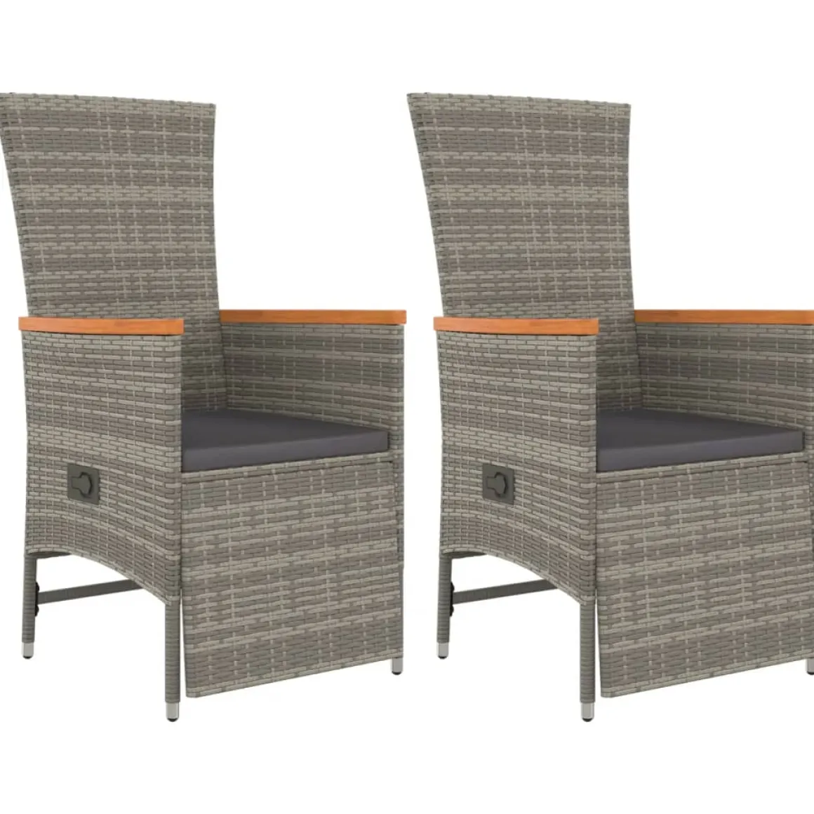 Conjunto de jardín Petunia 2 sillones reclinables + mesa gris
