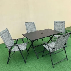 Conjunto de jardín Piazza mesa + 4 sillas gris