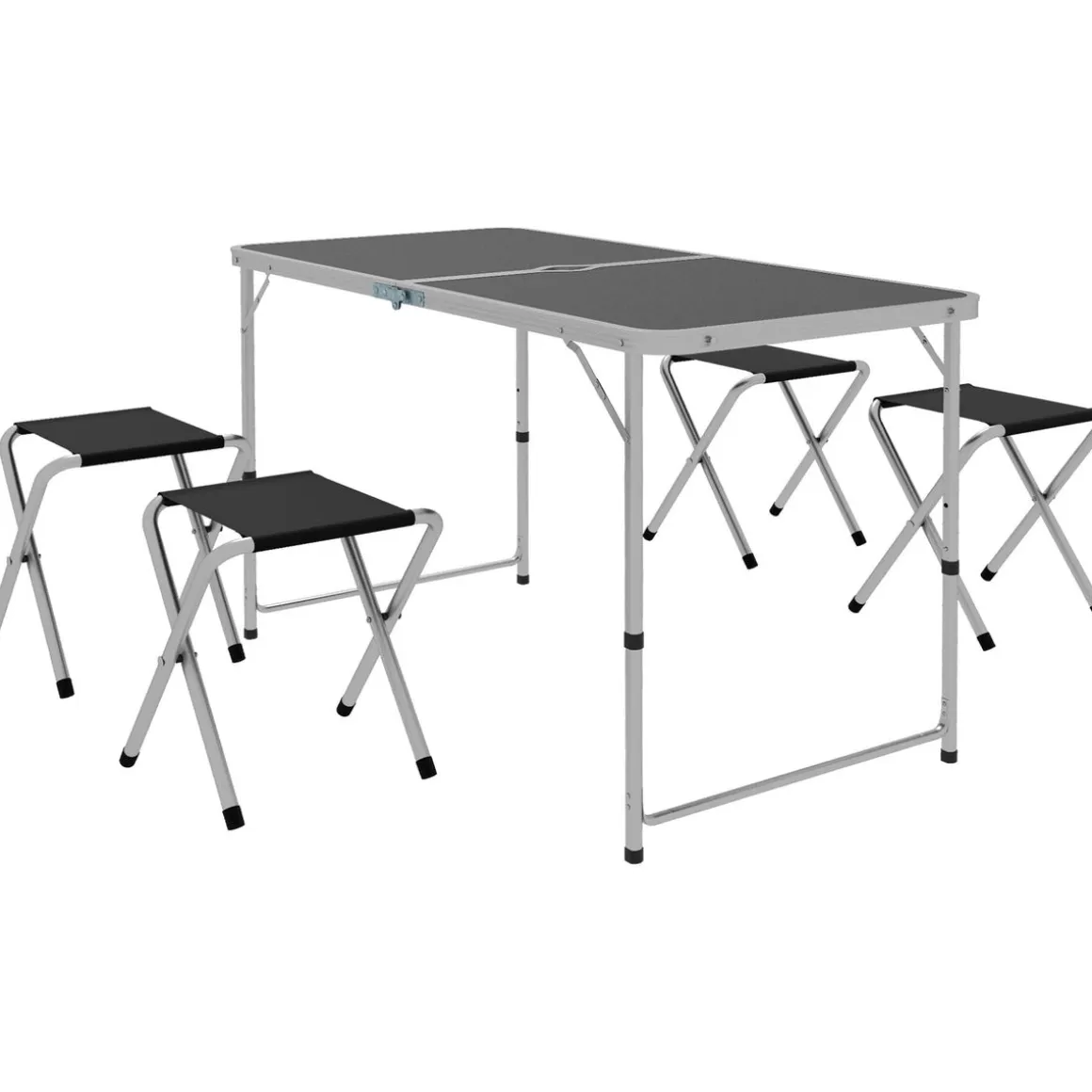 Conjunto de jardín Primrose Outsunny mesa + 4 taburetes plegables gris