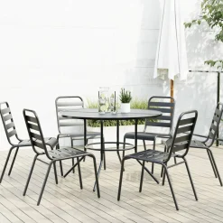 Conjunto de jardín Sartie 6 sillas + mesa negro