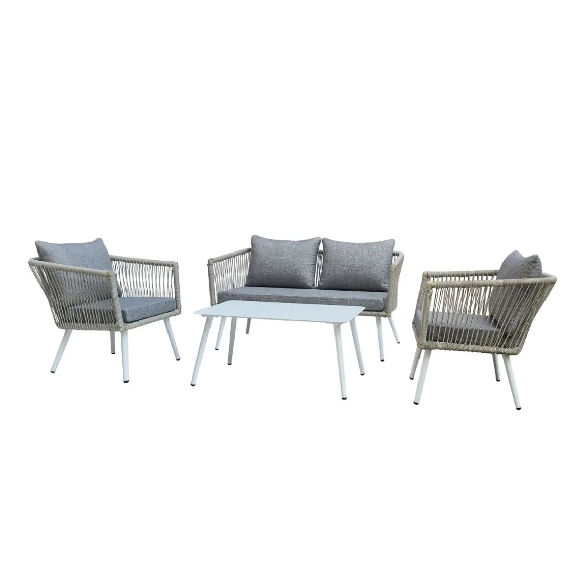 Conjunto de jardín Tirreno sofá + 2 sillas + mesa gris