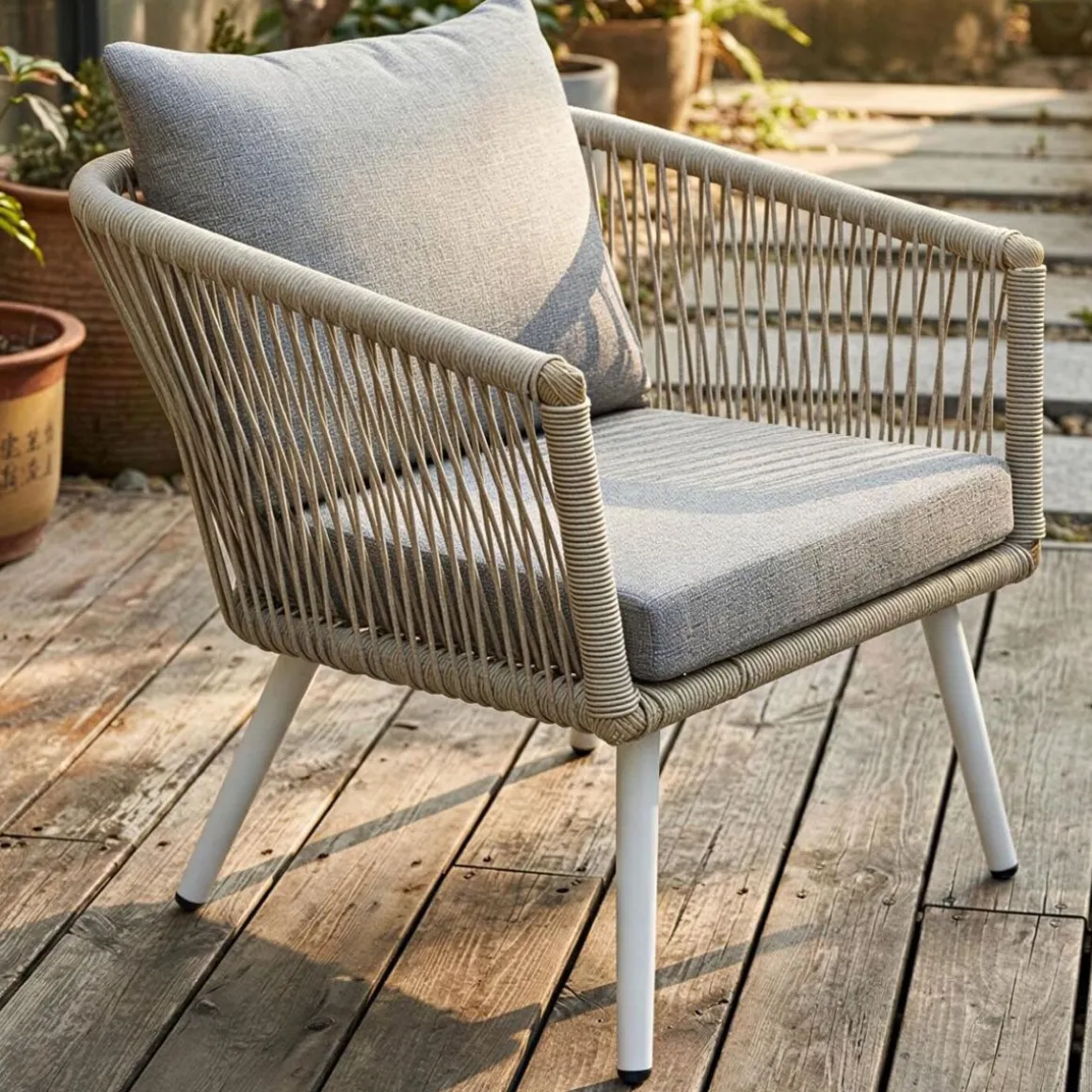 Conjunto de jardín Tirreno sofá + 2 sillas + mesa gris