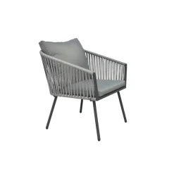Conjunto de jardín Torino sofá doble + 2 sillas + mesa + cojines gris