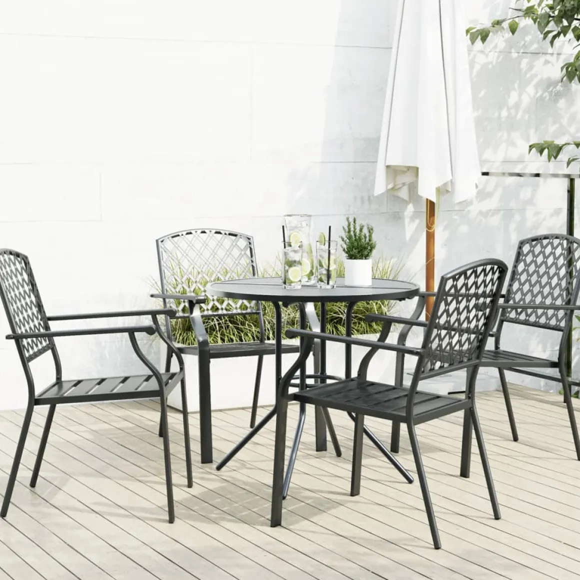 Conjunto de jardín Victoria 4 sillas + mesa negro