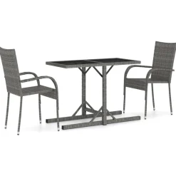 Conjunto de jardín VidaXL 2 sillas+1 mesa tapa vidrio