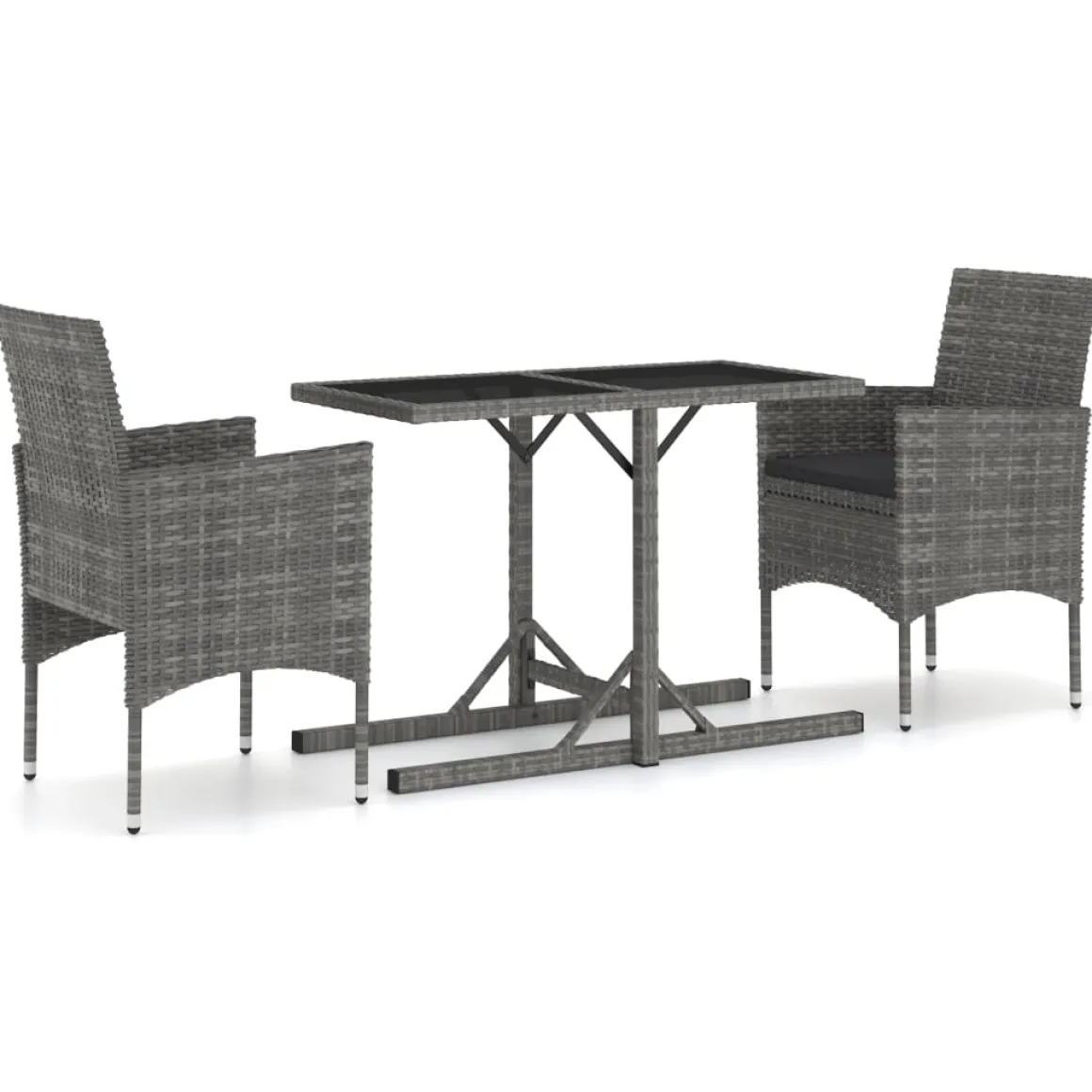 Conjunto de jardín VidaXL 2 sillones+1 mesa tapa vidrio