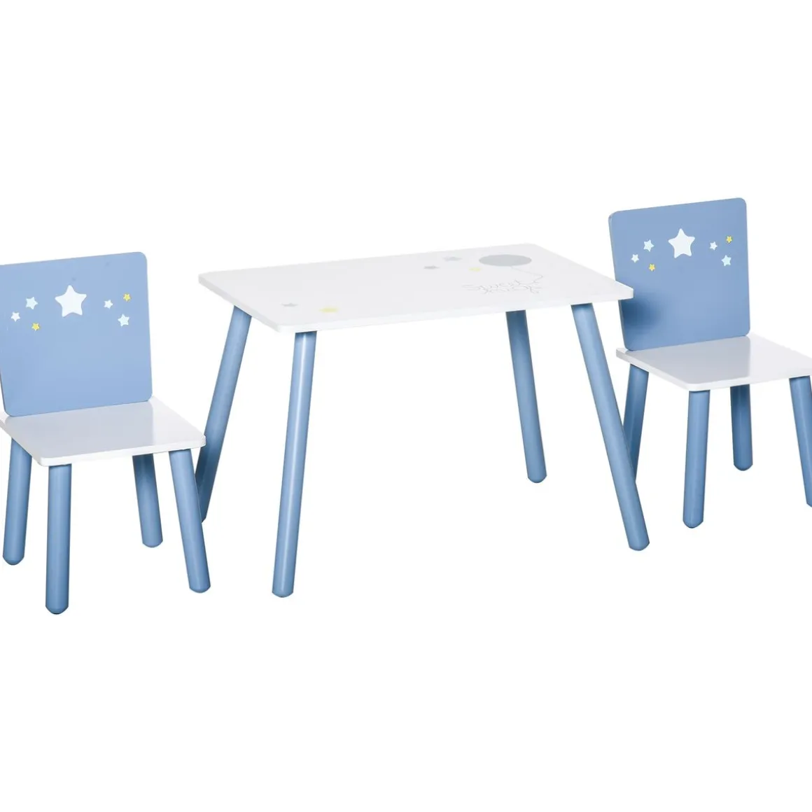 Conjunto de mesa y 2 sillas infantiles Blue Sky Homcom blanco/azul