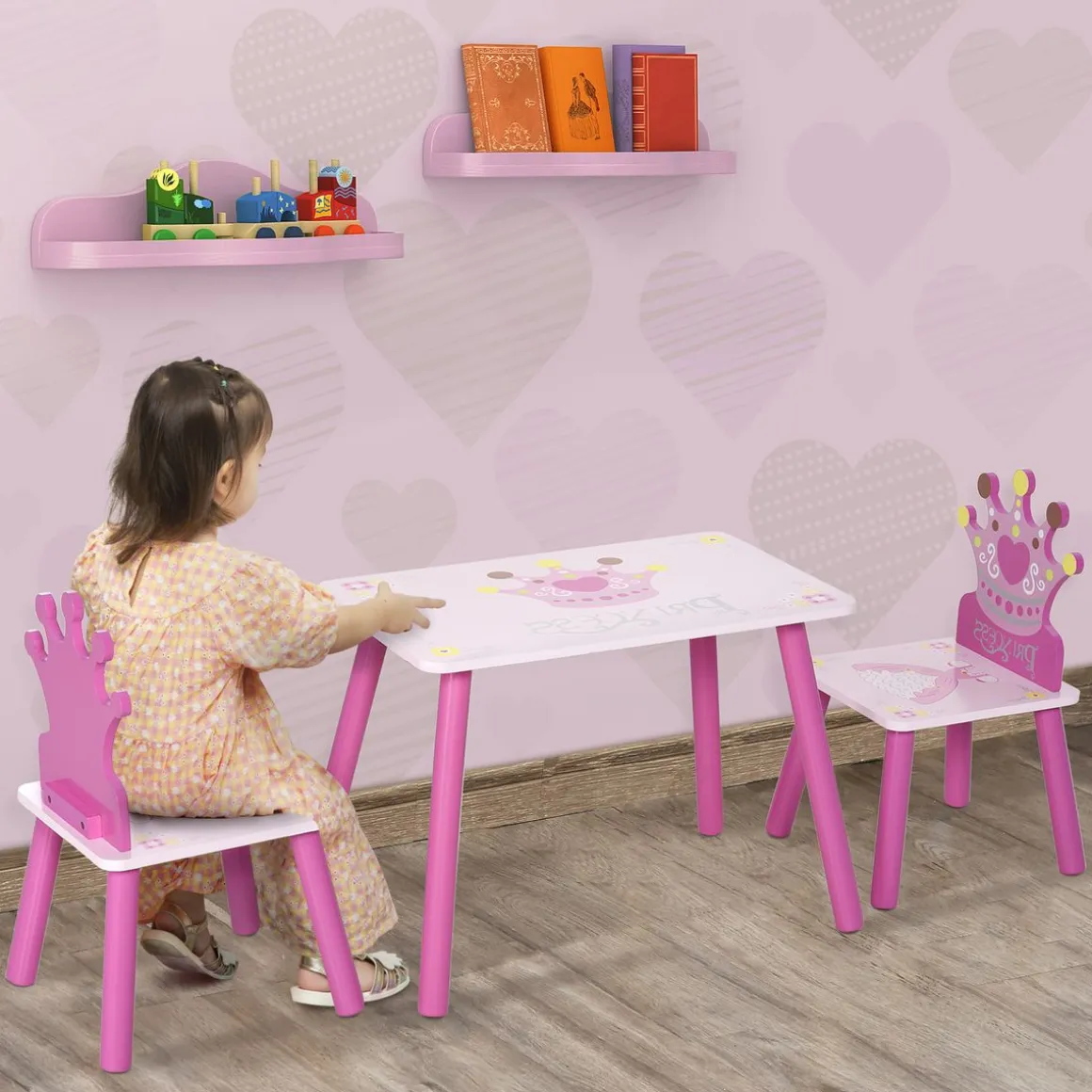 Conjunto de mesa y 2 sillas infantiles Kingdom Homcom rosa