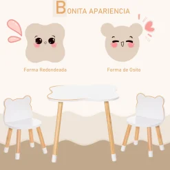 Conjunto de mesa y 2 sillas infantiles White Bear Homcom blanco/natural