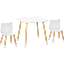 Conjunto de mesa y 2 sillas infantiles White Bear Homcom blanco/natural